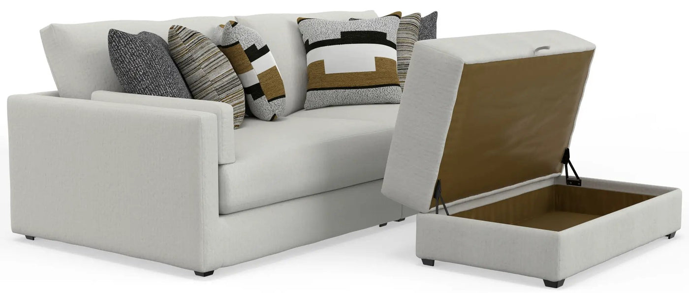 Trevor - Extra Deep Oversized Sofa With Included Storage Cocktail Ottoman by Unique Piece Furniture