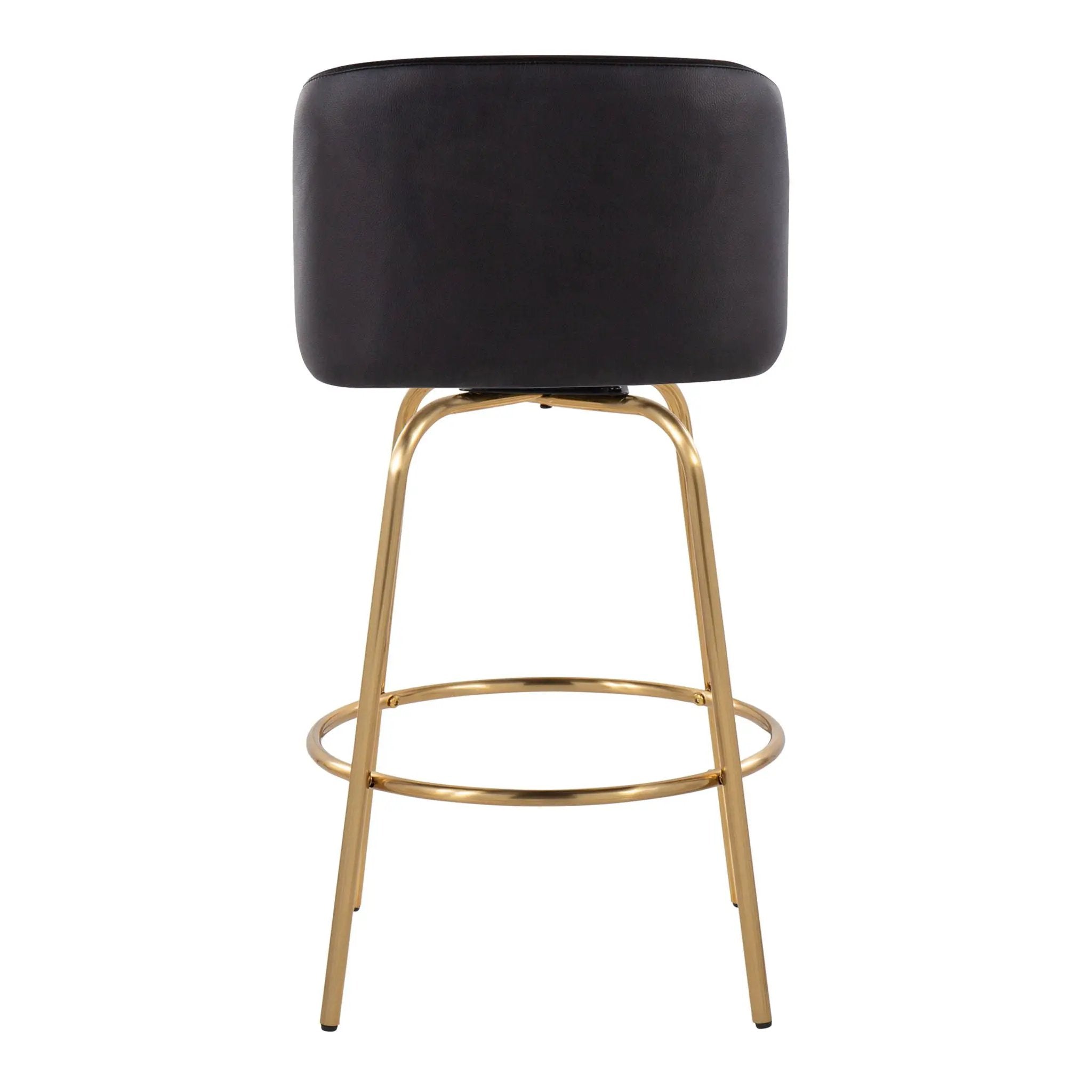 Toriano - Contemporary, Fixed Height Counter Stool With Swivel With Round Footrest (Set of 2) by HouseOfZazla