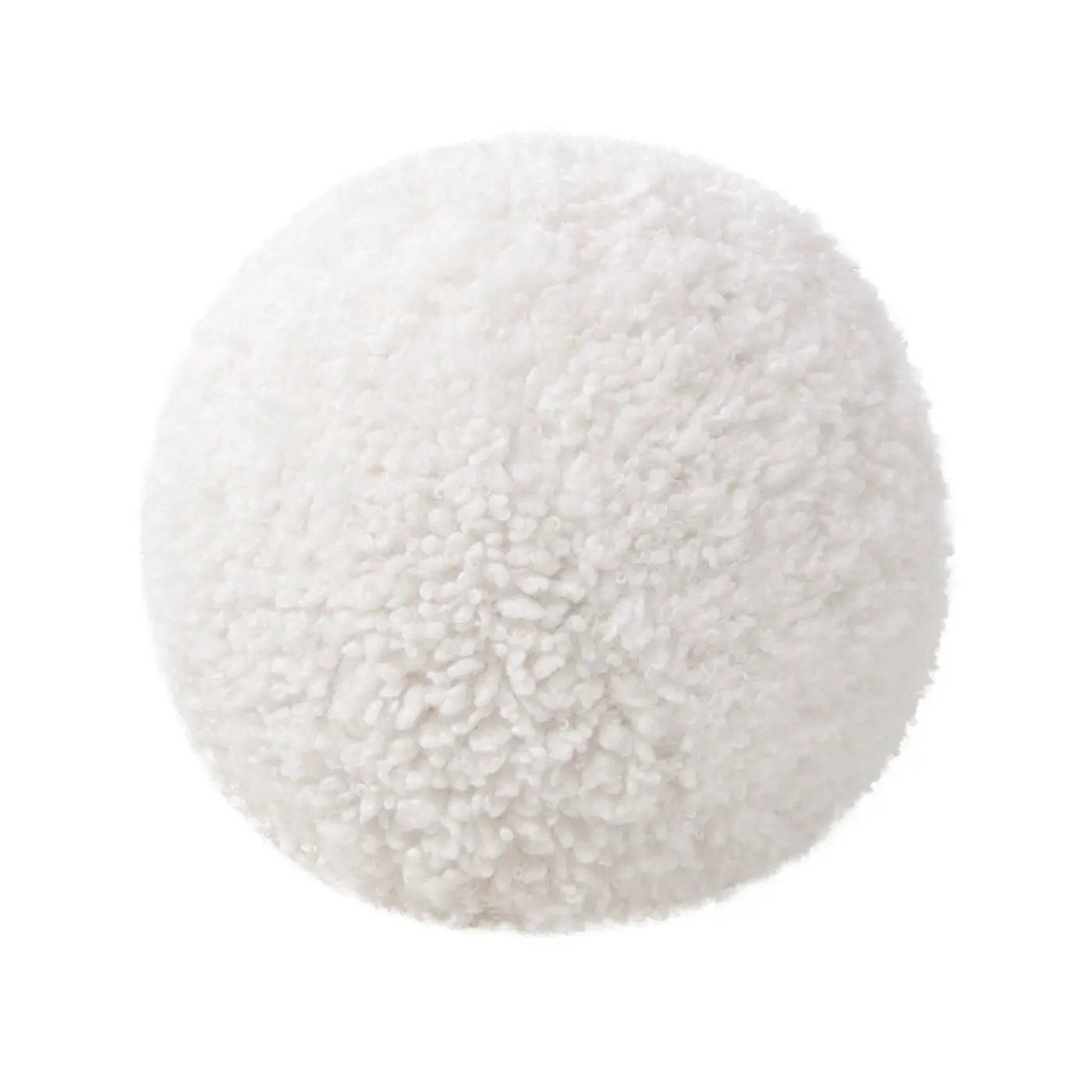 Ayla - Round Sphere Accent Ball Throw Pillow - Curly White by HouseOfZazla