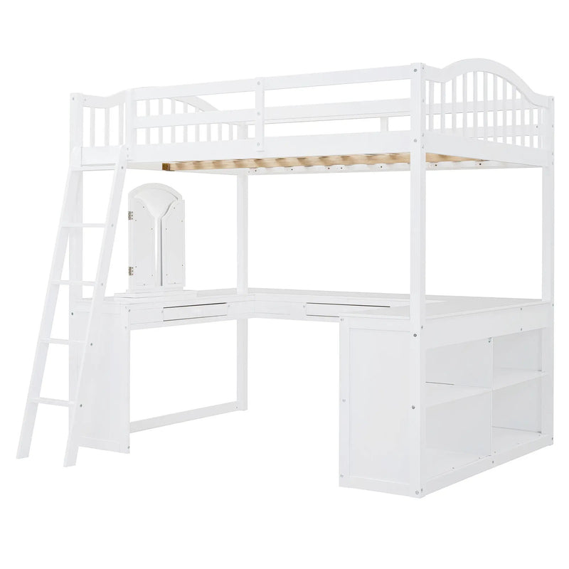 Loft Bed With Drawers, Cabinet, Shelves With Desk by Unique Piece Furniture