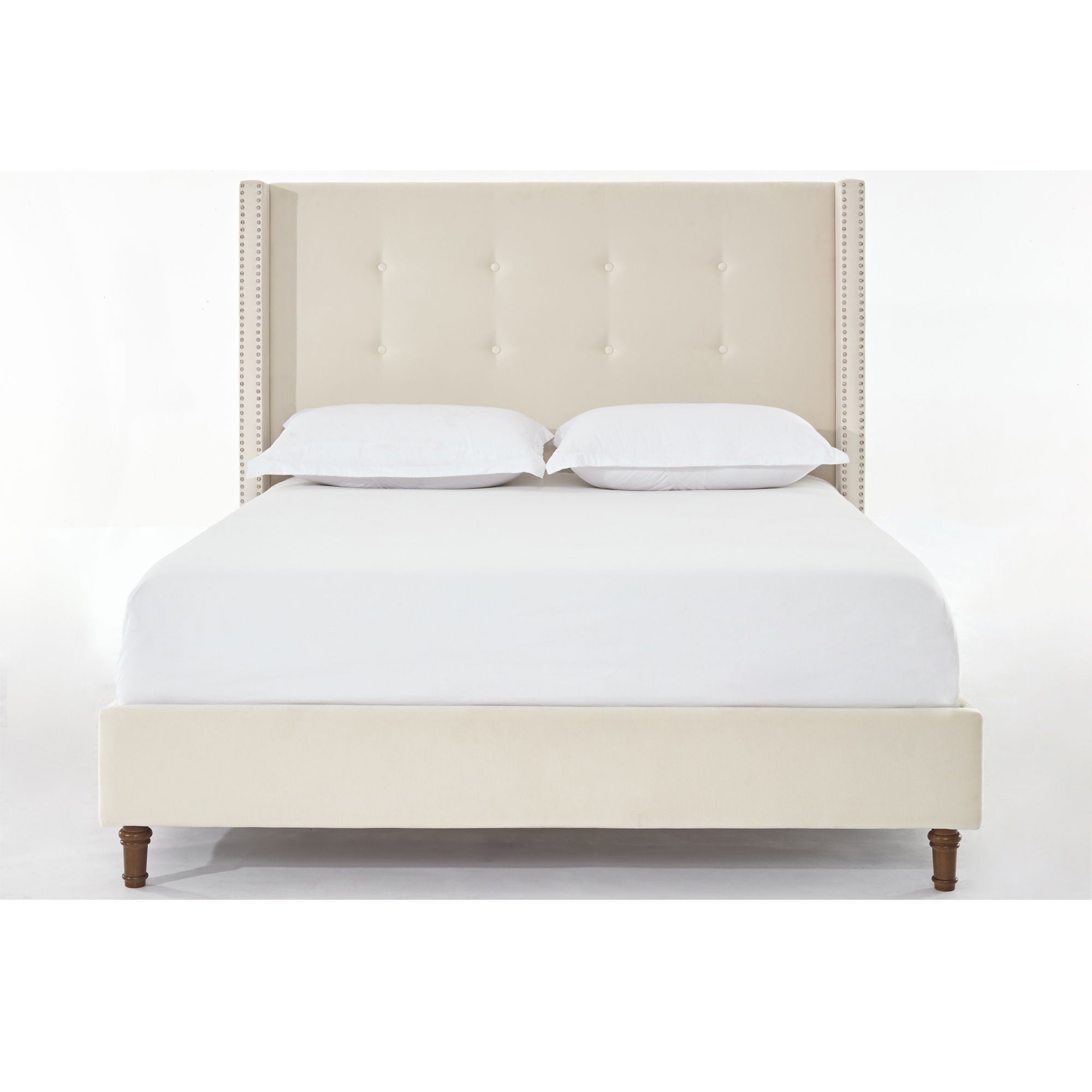Peyton - Upholstered Bed With 54" High Headboard, Traditional Hand Buttoned Tufting by HouseOfZazla