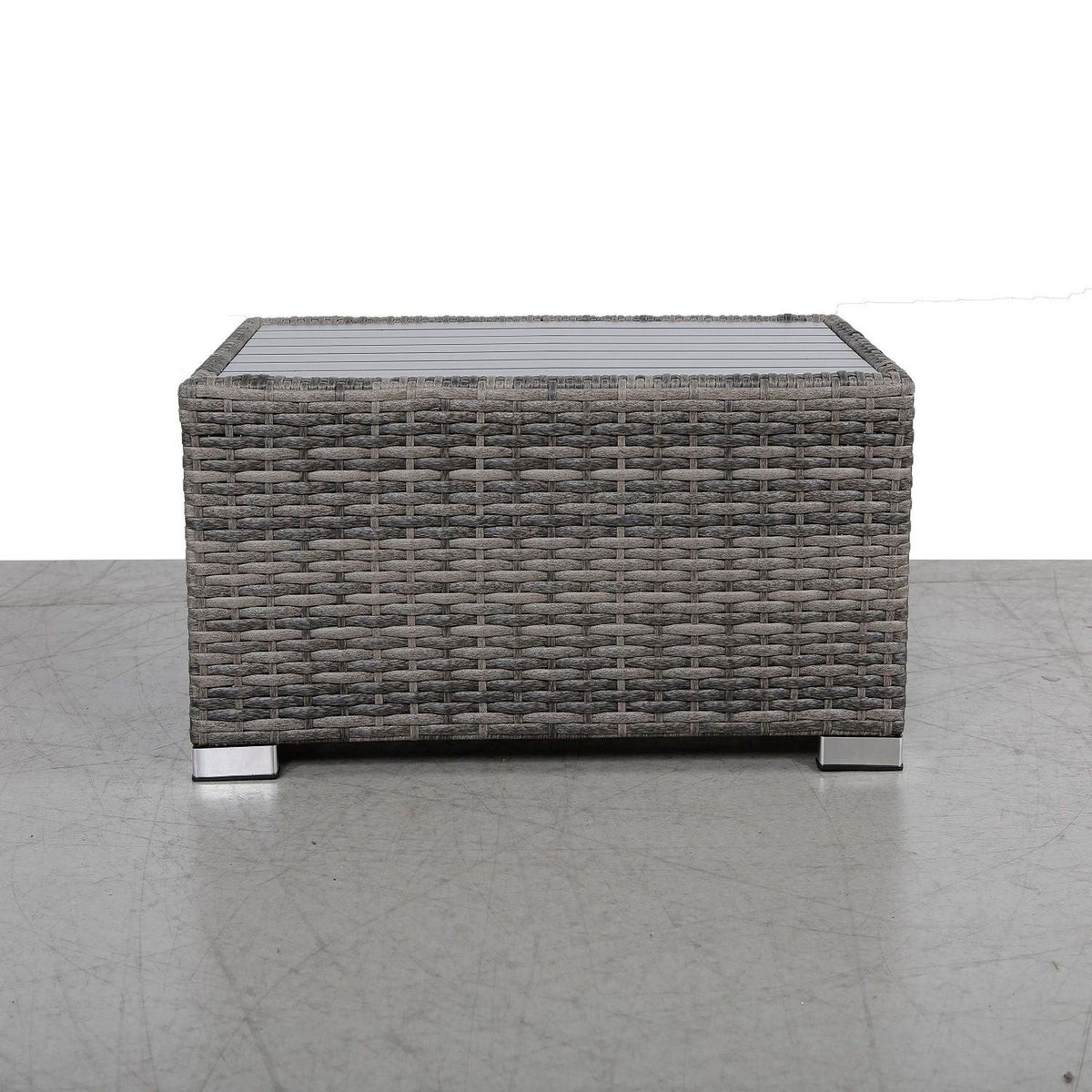 Gray Slatted Side Table with Rustproof Aluminum Top - Mixed Gray, photo 3 of 5