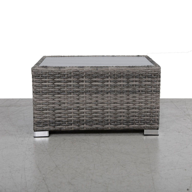 Gray Slatted Side Table with Rustproof Aluminum Top - Mixed Gray, photo 3 of 5