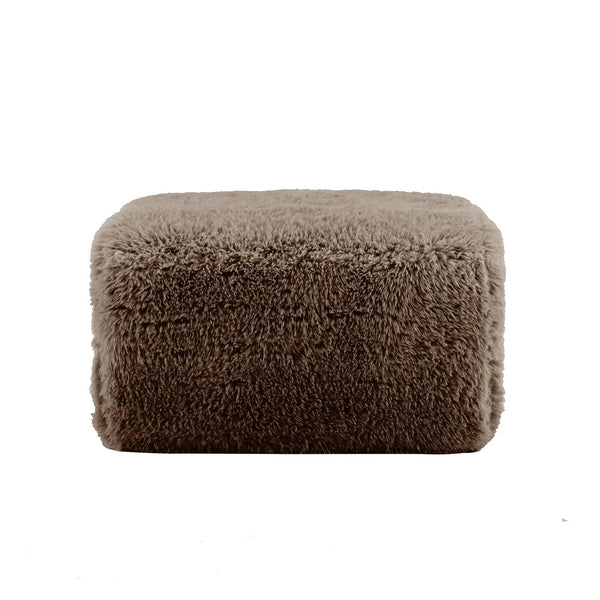 Aviana Ottoman in Plush Fabric - Chocolate