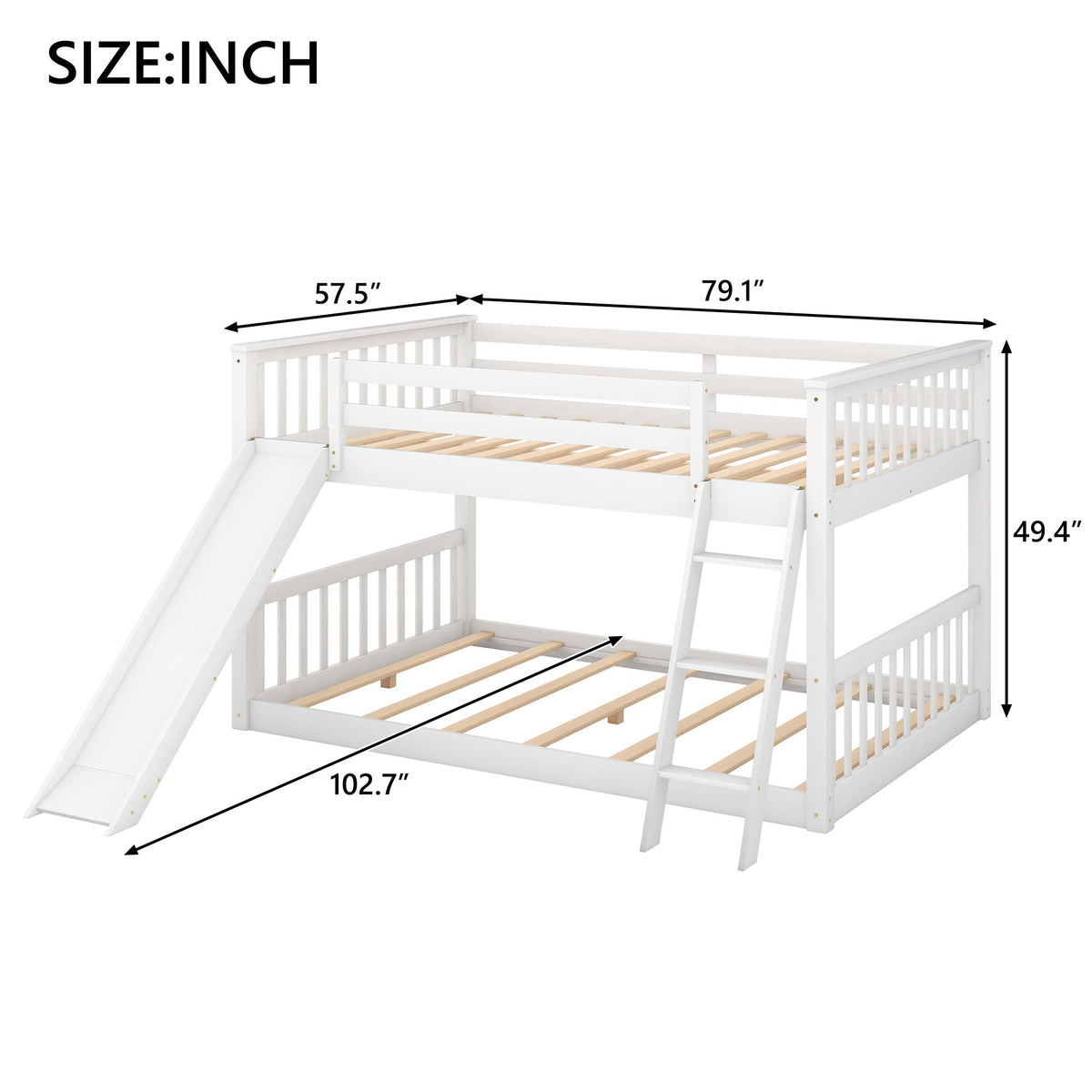 Bunk Bed with Convertible Slide and Ladder - White or Dark Gray, photo 23 of 40