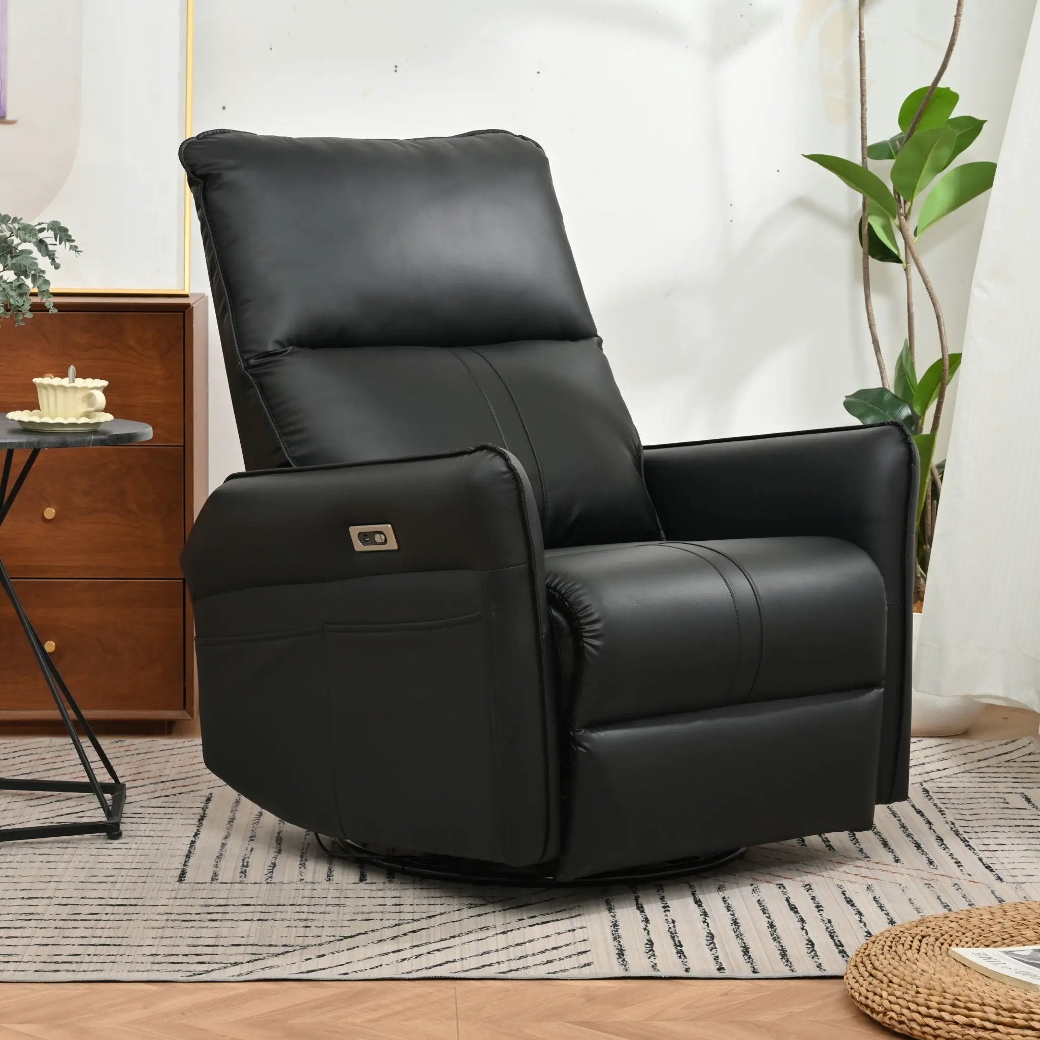 270° Power Swivel Rocker Glider Recliner Chair With USB Ports by HouseOfZazla
