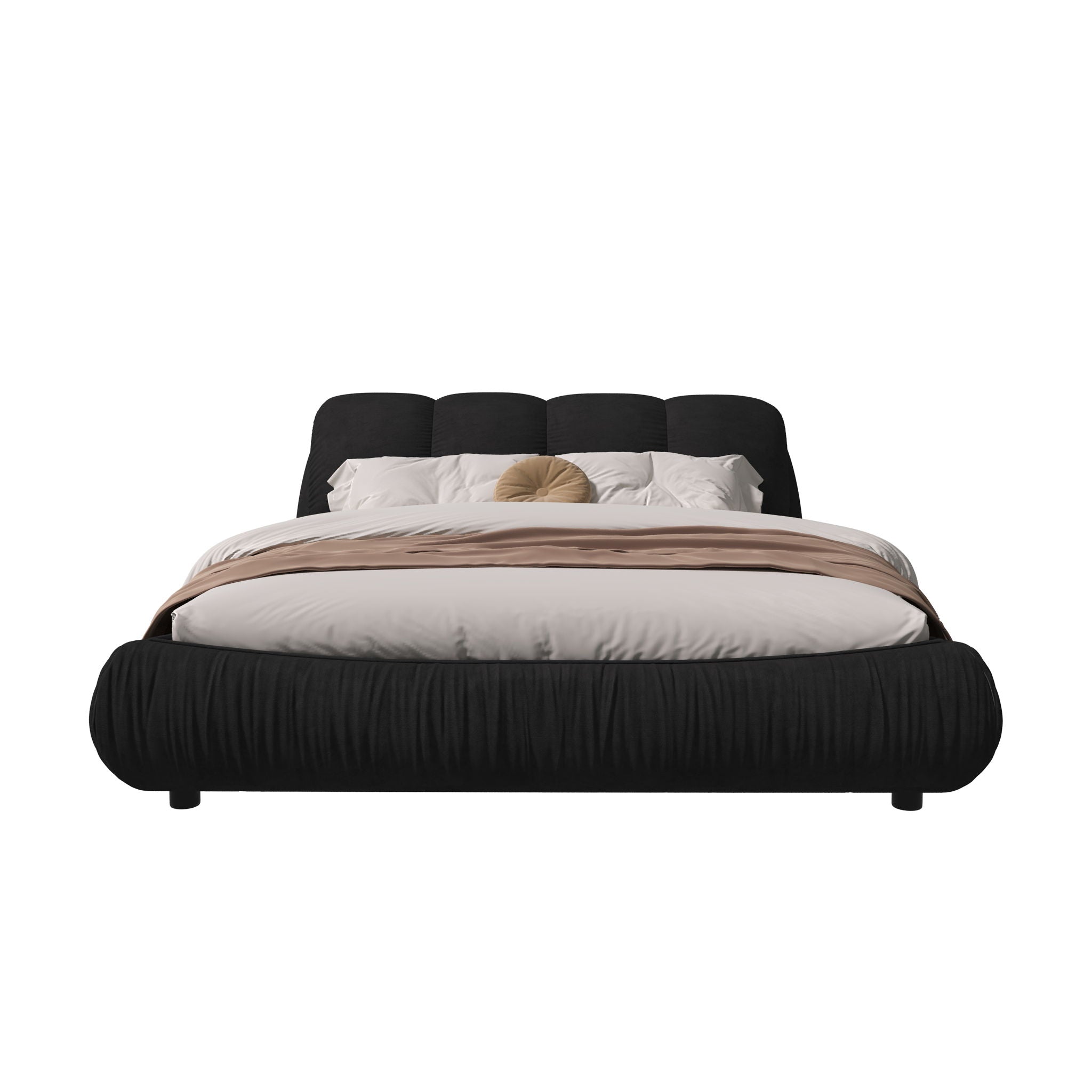 Luxury Upholstered Platform Bed With Oversized Padded Backrest And Solid Wood Frame by HouseOfZazla
