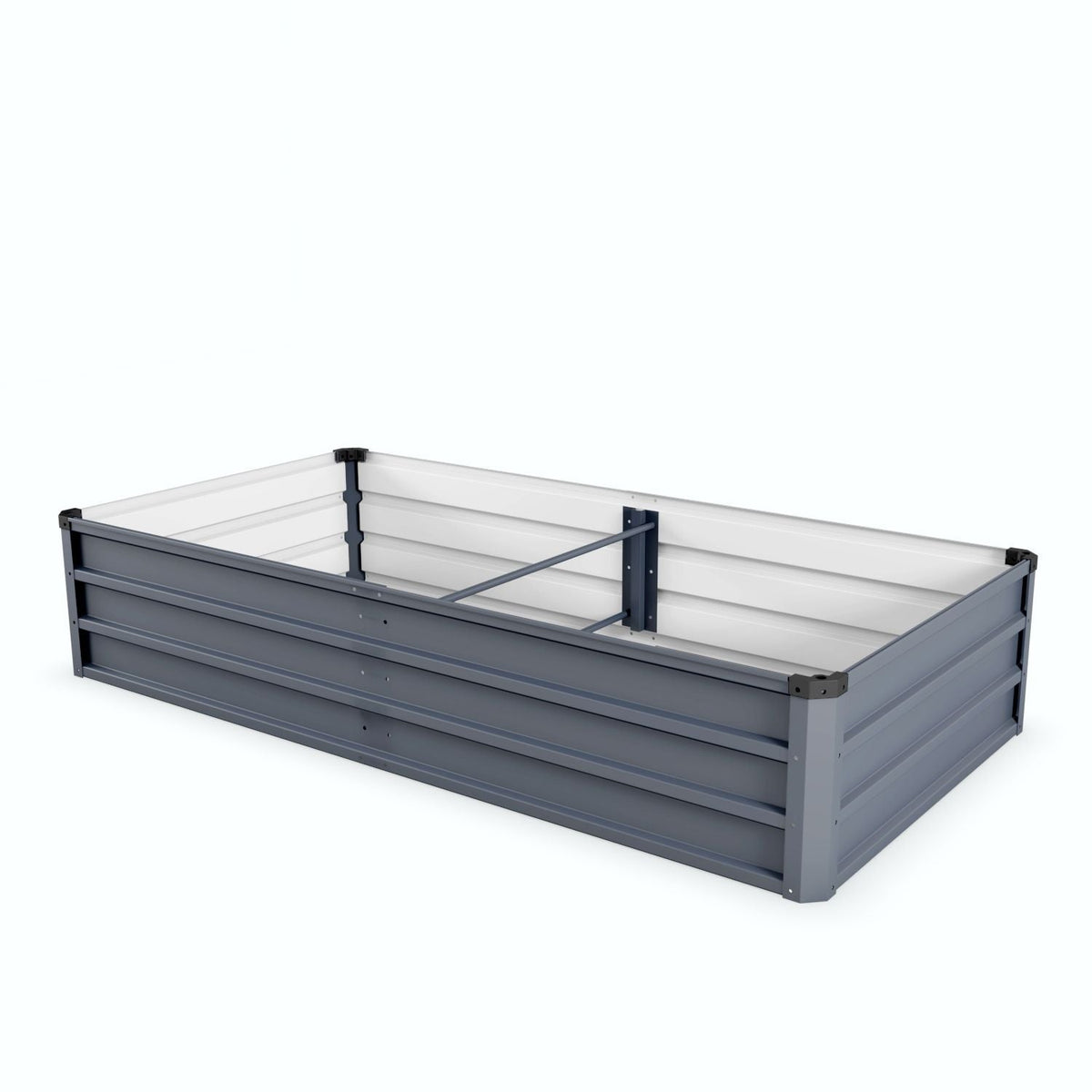 Large Galvanized Steel Garden Bed with Open-Bottom Drainage - Dark Gray