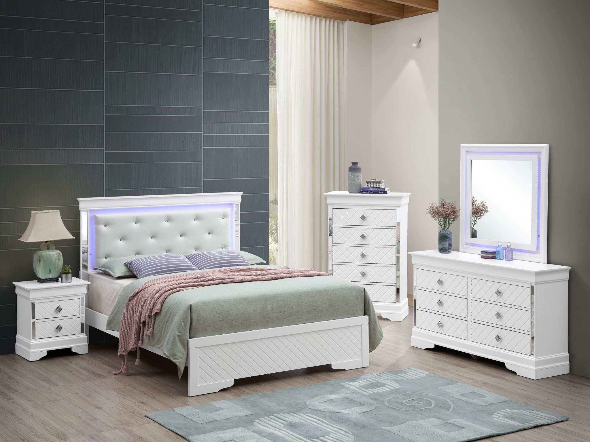 Bed With LED Light Accents Headboard by HouseOfZazla