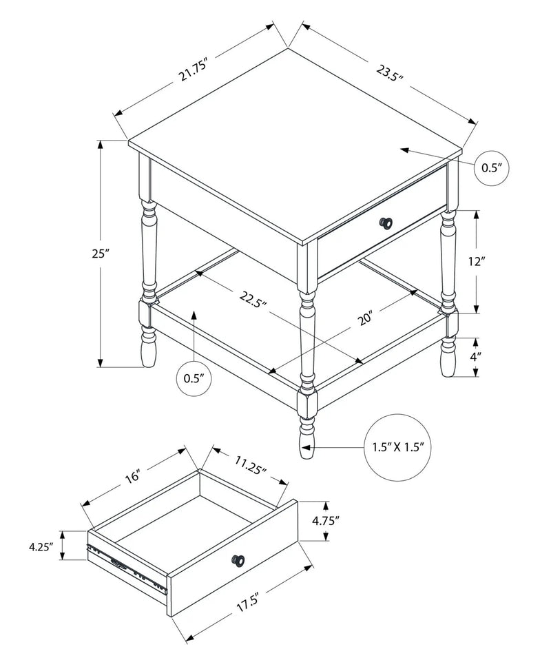 Accent Table, 2 Tier, Square, Traditional - Walnut by HouseOfZazla