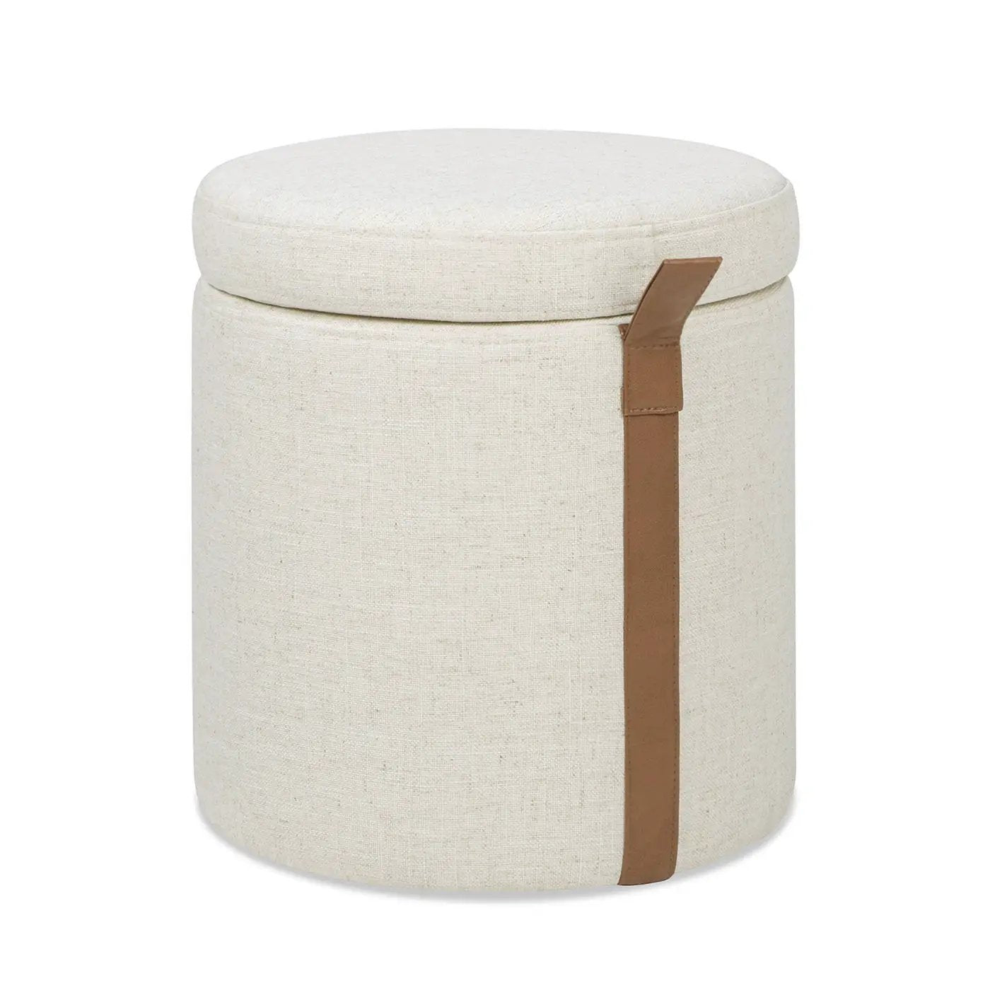 Brandy - Round Upholstered Storage Ottoman With Accent by HouseOfZazla