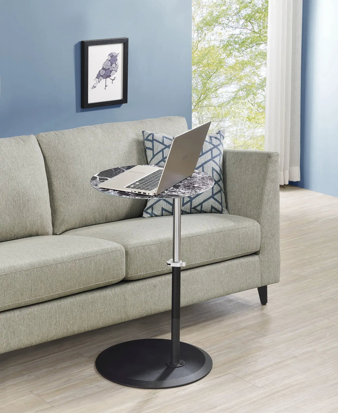 Orbit - 15.5" End Table With Height Adjustable Marble Textured Top by HouseOfZazla