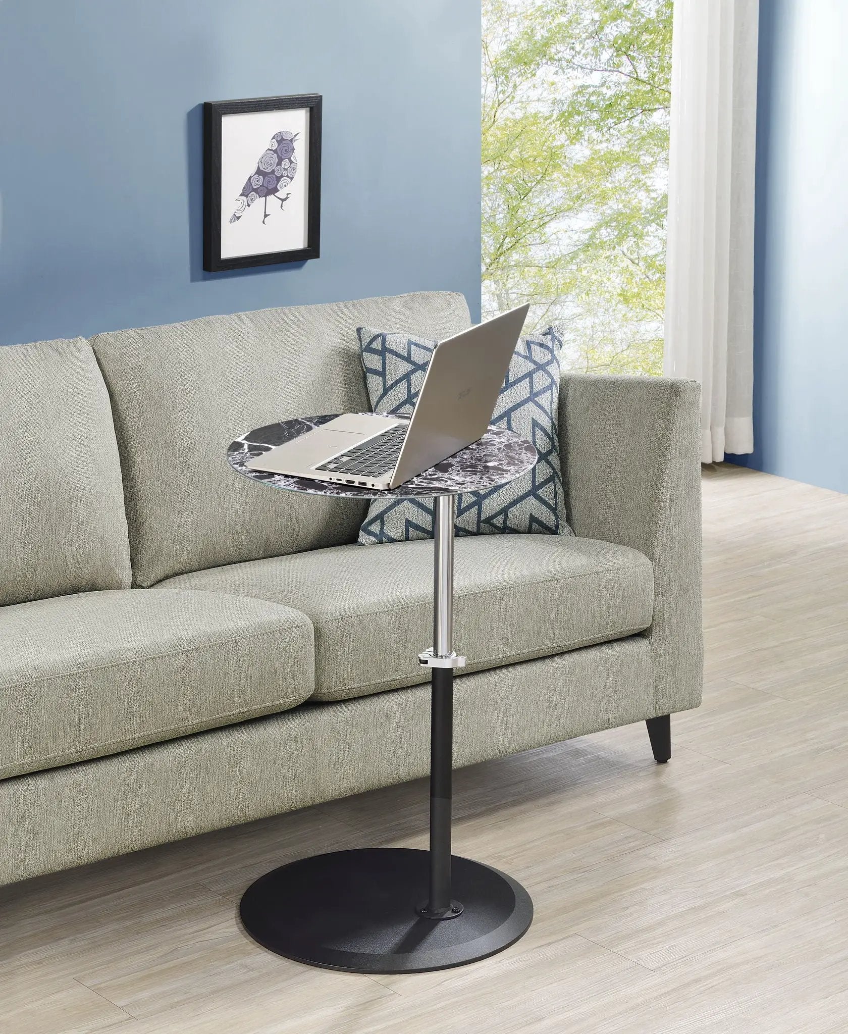 Orbit - 15.5" End Table With Height Adjustable Marble Textured Top by HouseOfZazla