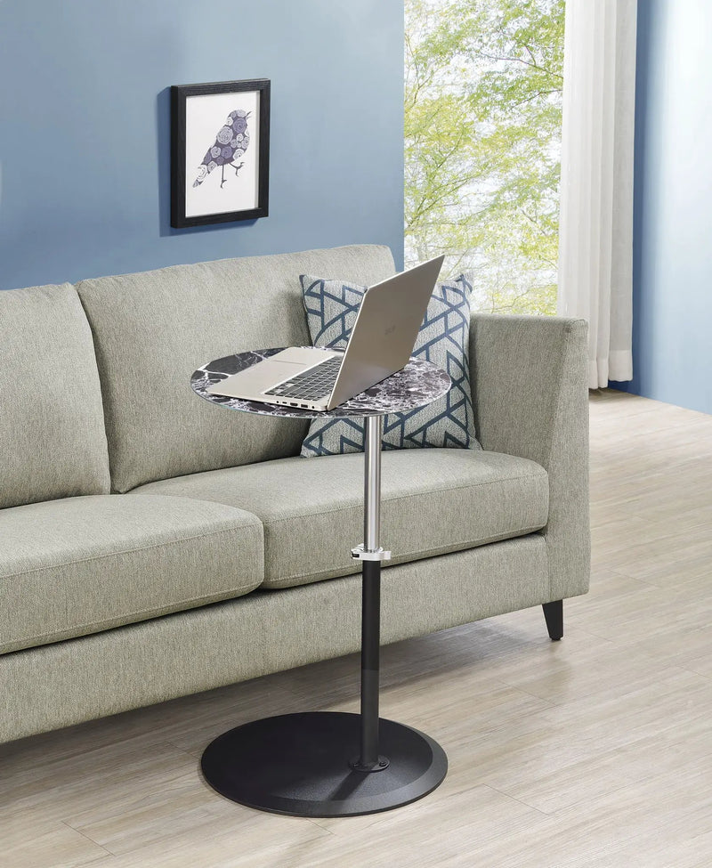 Orbit - 15.5" End Table With Height Adjustable Marble Textured Top by HouseOfZazla