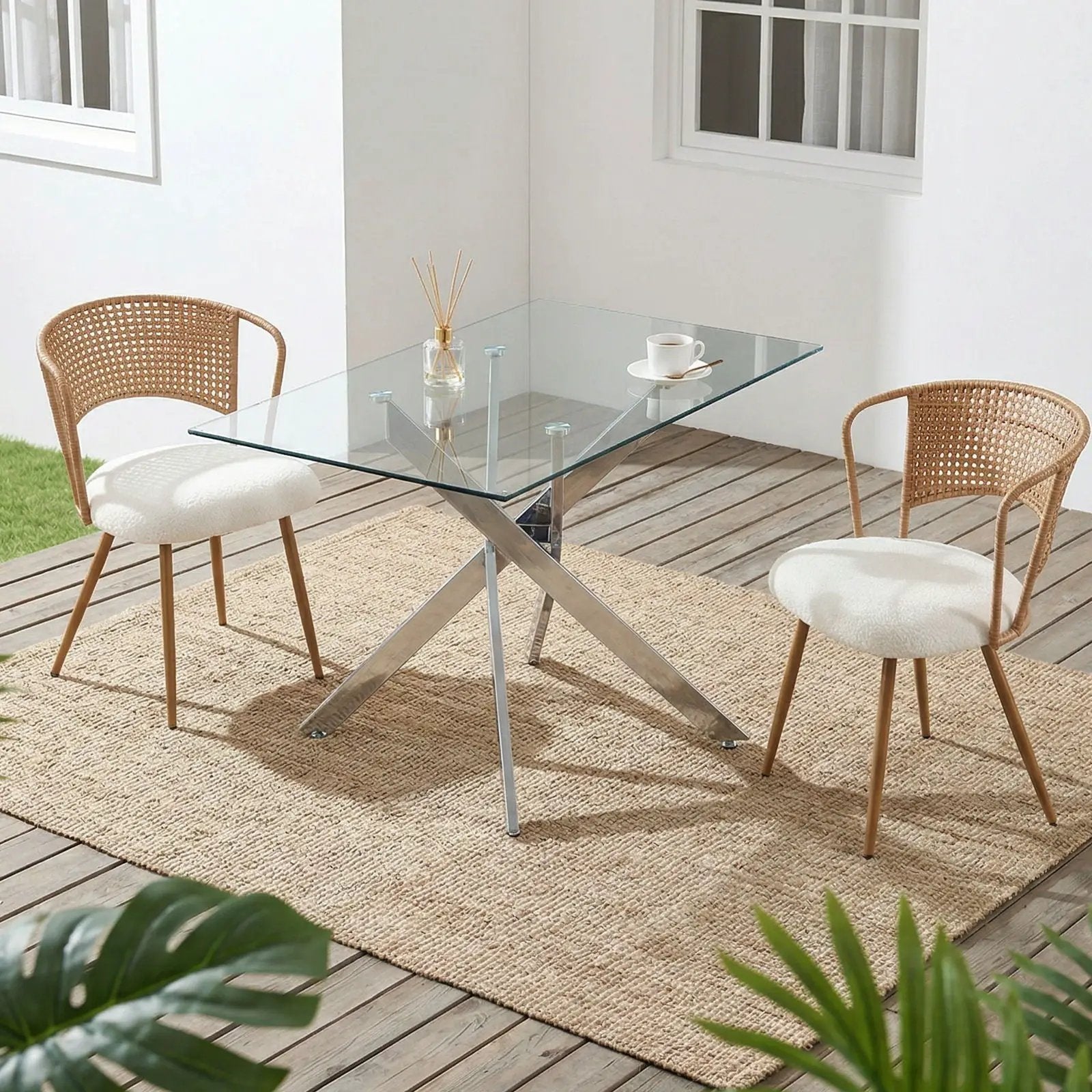 Dining Chairs With Wing Back Design For Kitchen (Set of 2) - Beige / Brown by HouseOfZazla