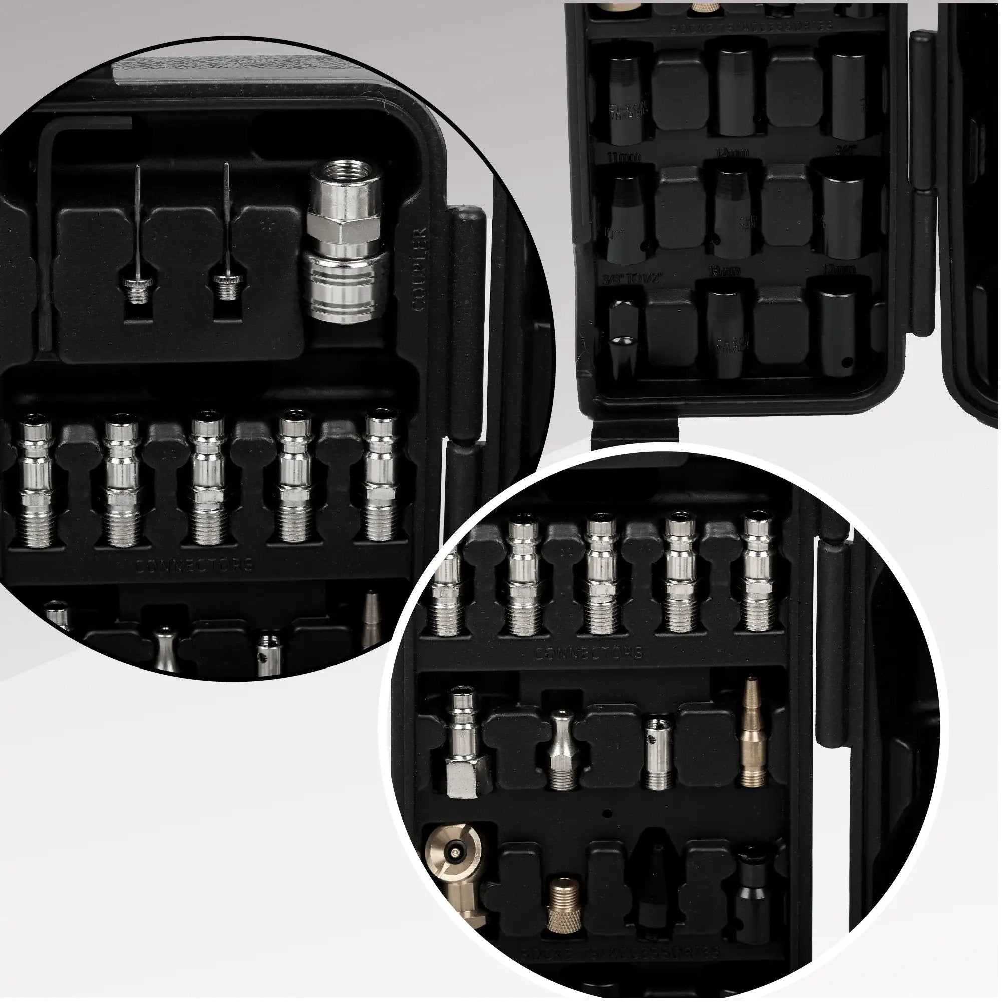 71 Piece Air Tool And Accessories Kit, Impact Wrench, Air Ratchet, Die Grinder, Aire Hammer, Hose Fittings, Storage Case - Black / Silver by HouseOfZazla