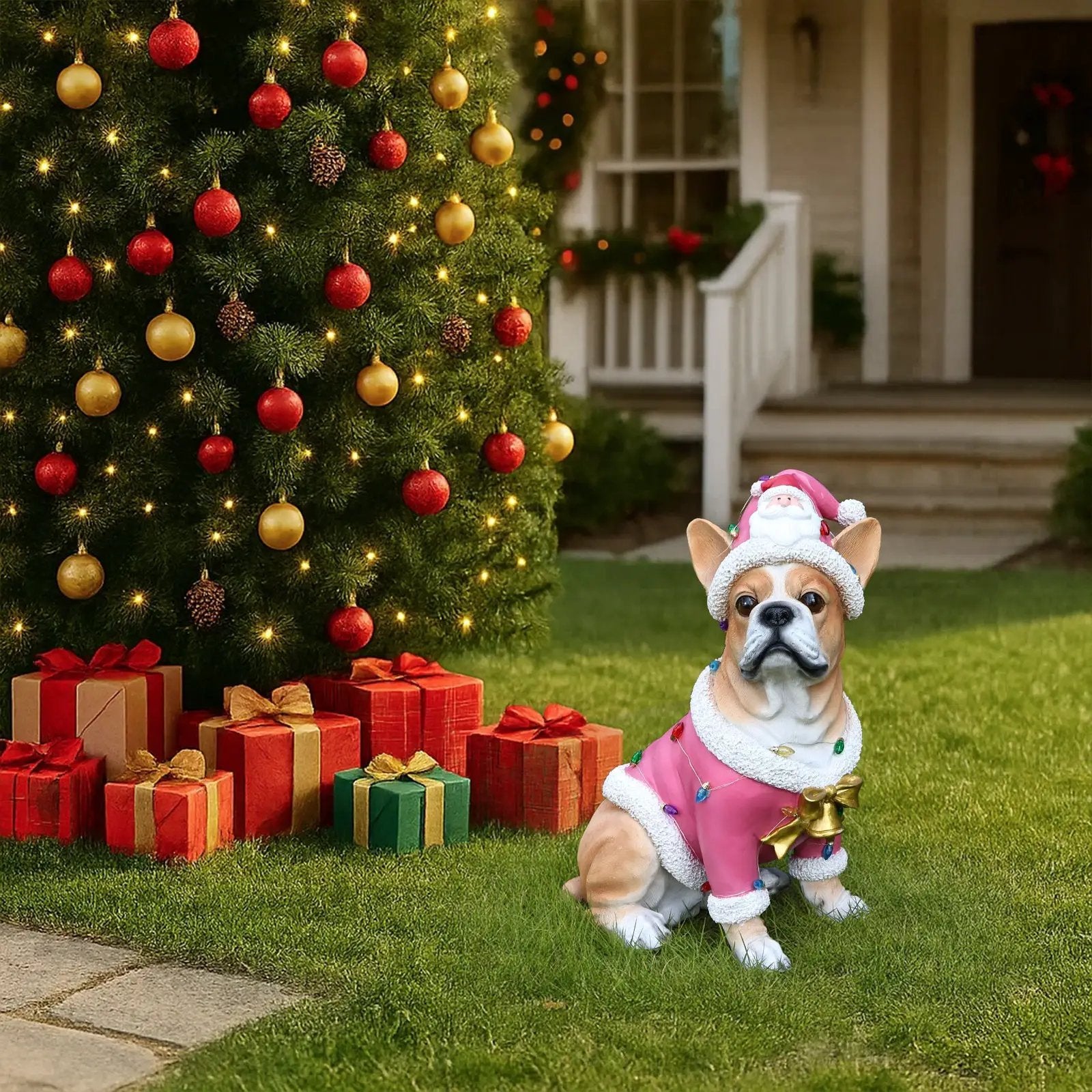 Christmas French Bulldog Statue by HouseOfZazla