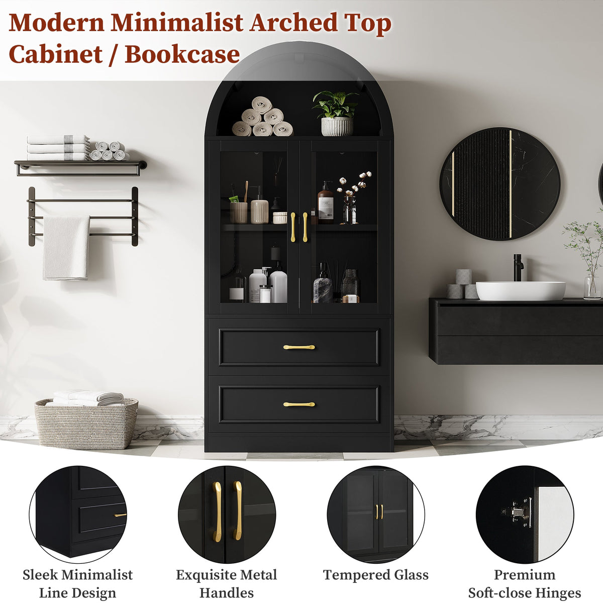 Modern Minimalist Arched Top Storage Cabinet, photo 8 of 10