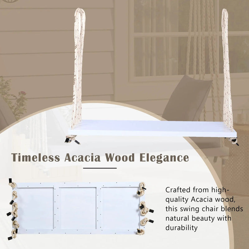 TOPMAX Patio Wooden Swing Chair with Cushion & Pillows by HouseOfZazla
