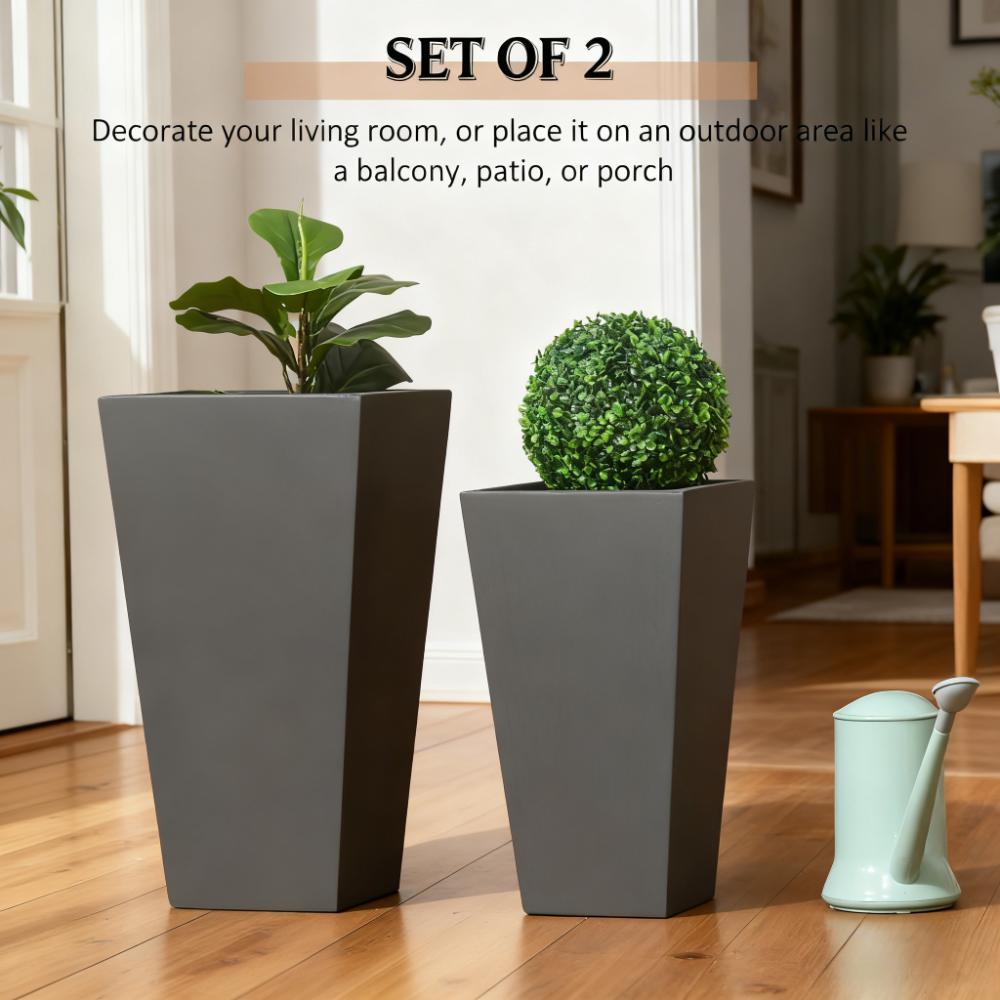Durable & Stackable Plant Pot, 2-Pack Outdoor Planter Set by HouseOfZazla