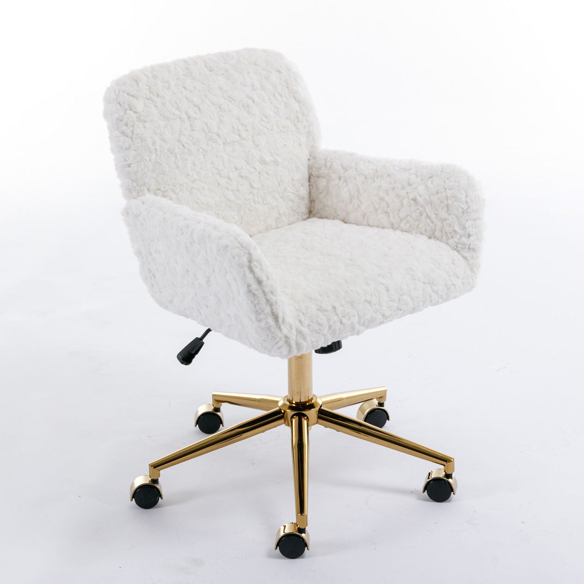 Office Chair, Artificial Rabbit Hair Home Office Chair With Metal Base, Adjustable Desk Chair Swivel Office Chair, Vanity Chair, photo 21 of 39