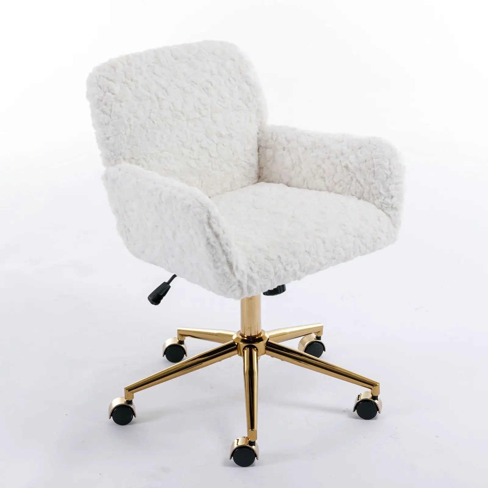 Office Chair, Artificial Rabbit Hair Home Office Chair With Metal Base, Adjustable Desk Chair Swivel Office Chair, Vanity Chair by Unique Piece Furniture