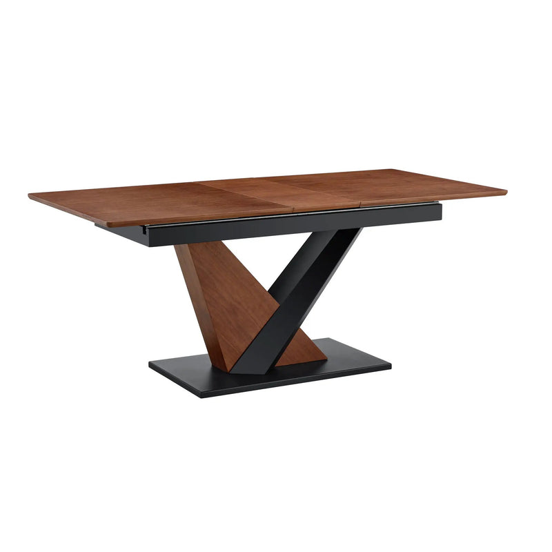 Dining Table, Scratch Resistant, Cross Geometric Legs For Kitchen & Dining Room - Dark Walnut by HouseOfZazla