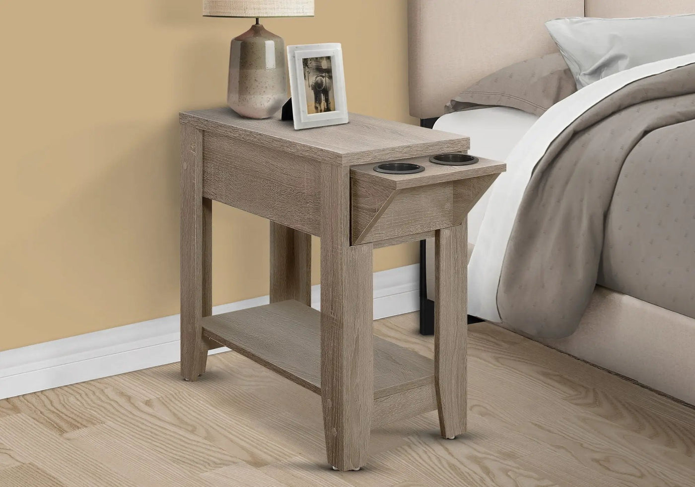 Accent Side Table with Storage and Built-In Lamp by HouseOfZazla