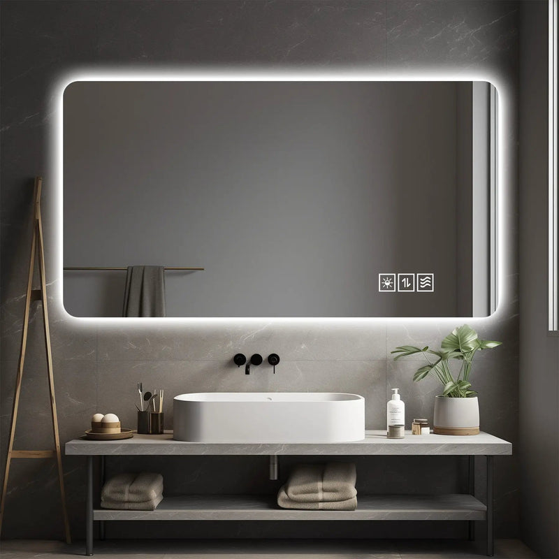 Wall Mounted Bathroom Full Length Makeup Mirror With 3 Color Lighting - Clear by HouseOfZazla