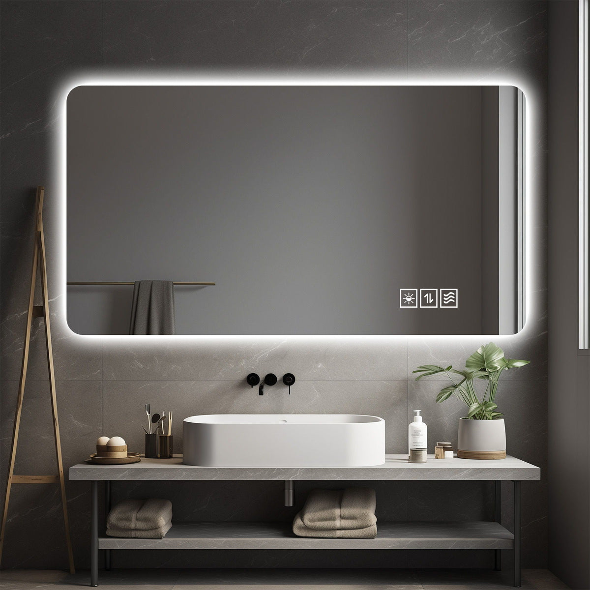 Wall Mounted Bathroom Full Length Makeup Mirror with 3 Color Lighting - Clear, photo 4 of 11