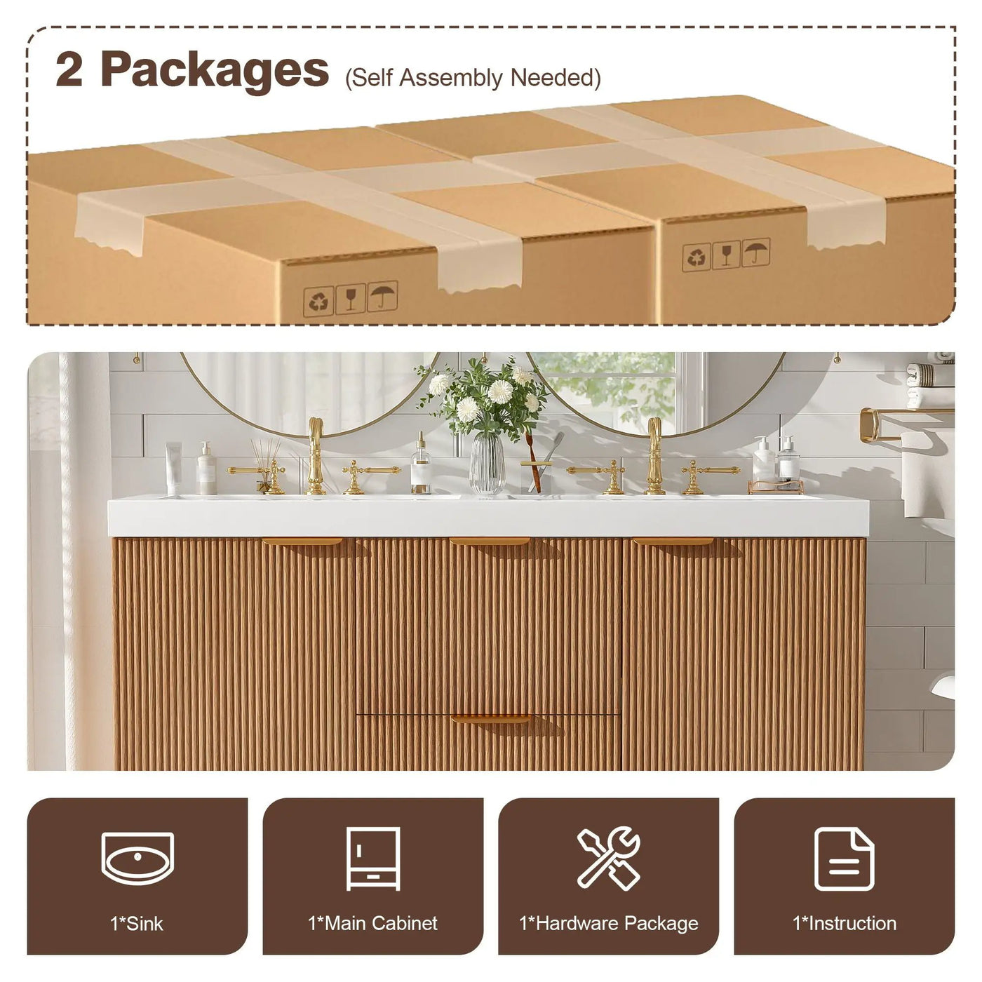 Modern Wall Mounted Bathroom Vanity, Soft Close Doors by HouseOfZazla
