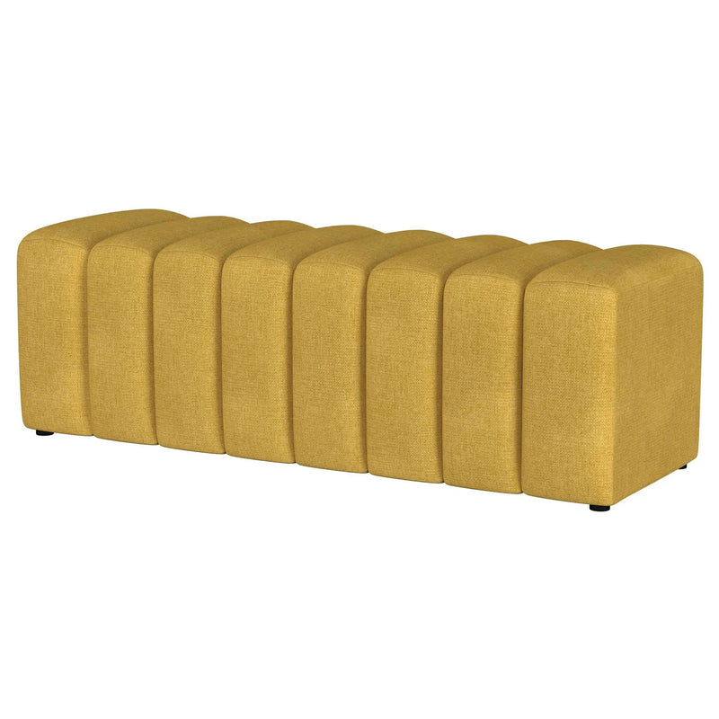 Summer Fabric Upholstered Tufted Accent Bench Mustard Yellow by Unique Piece Furniture
