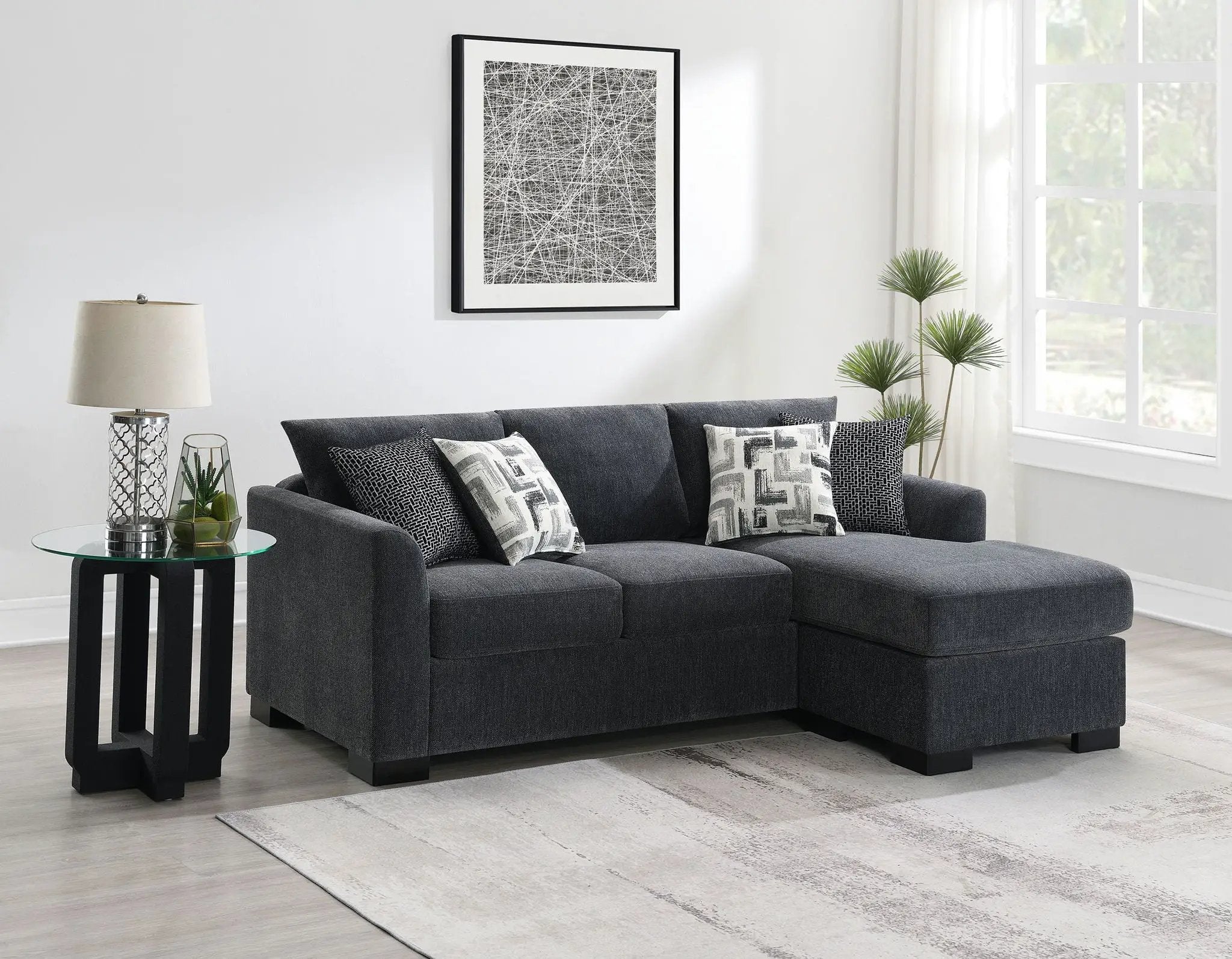 Storey Upholstered Sleeper Sectional Chaise Sofa Dark Grey by Unique Piece Furniture