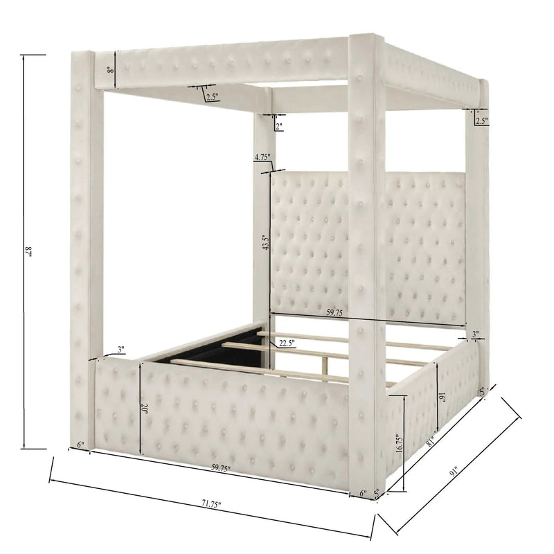 Modern 4 Poster Bed With Tufted Headboard And Footboard by Unique Piece Furniture