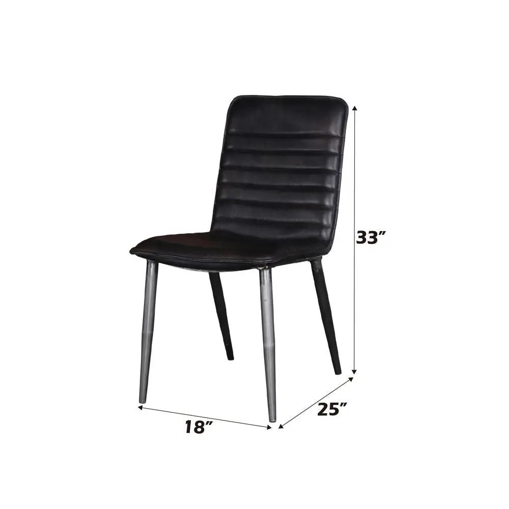 Hosmer - Side Chair (Set of 2) - Black Top Grain Leather & Antique Black by Unique Piece Furniture