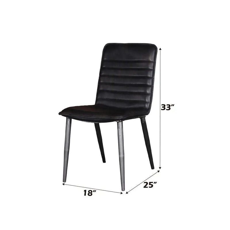 Hosmer - Side Chair (Set of 2) - Black Top Grain Leather & Antique Black by Unique Piece Furniture