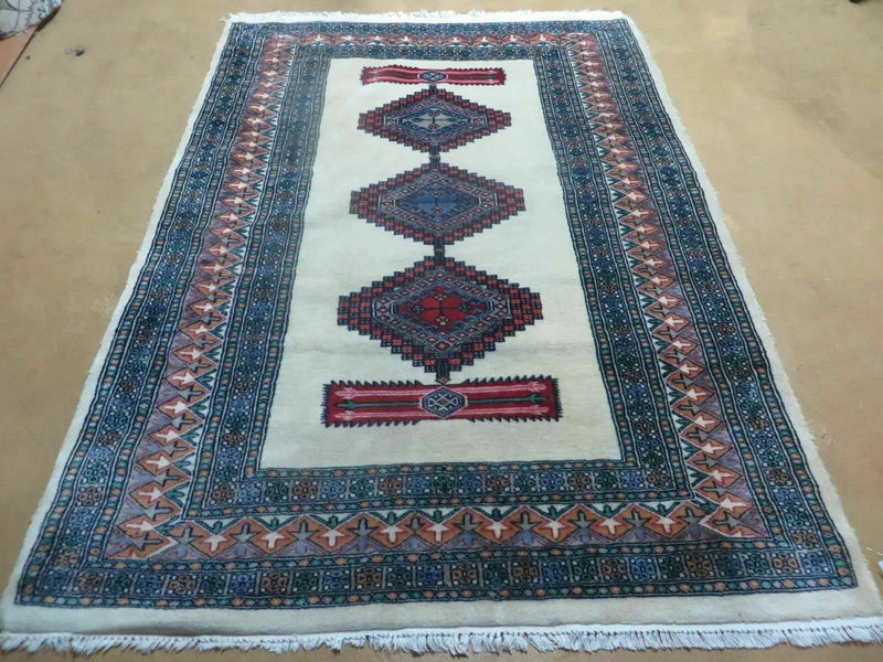 4' X 6' Vintage Handmade Bokhara Turkoman Pakistan Wool Rug Carpet Nice by Jewel Rugs