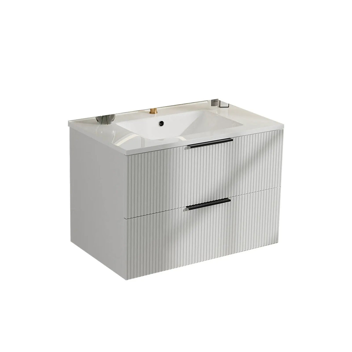 Modern Wall Mounted Floating Bathroom Vanity With Sink And Drawers by HouseOfZazla