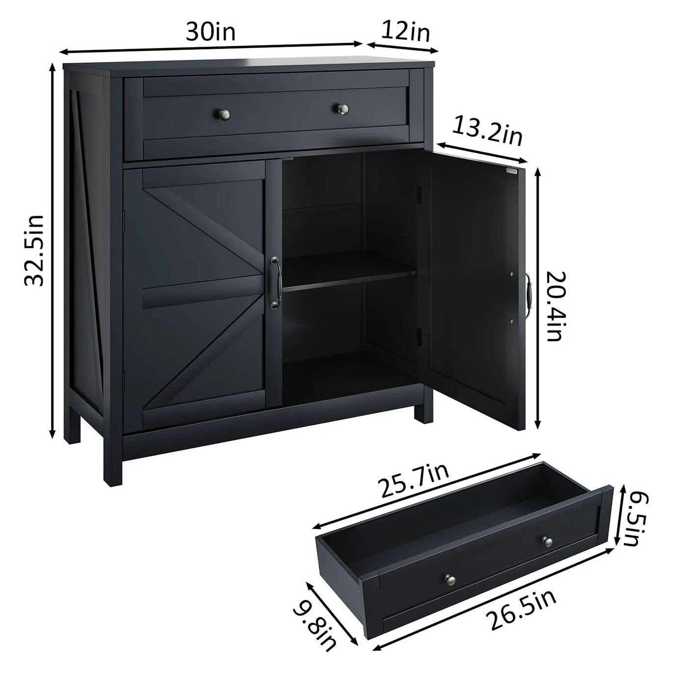 Farmhouse Storage Cabinet With Drawer And Adjustable Shelf by HouseOfZazla
