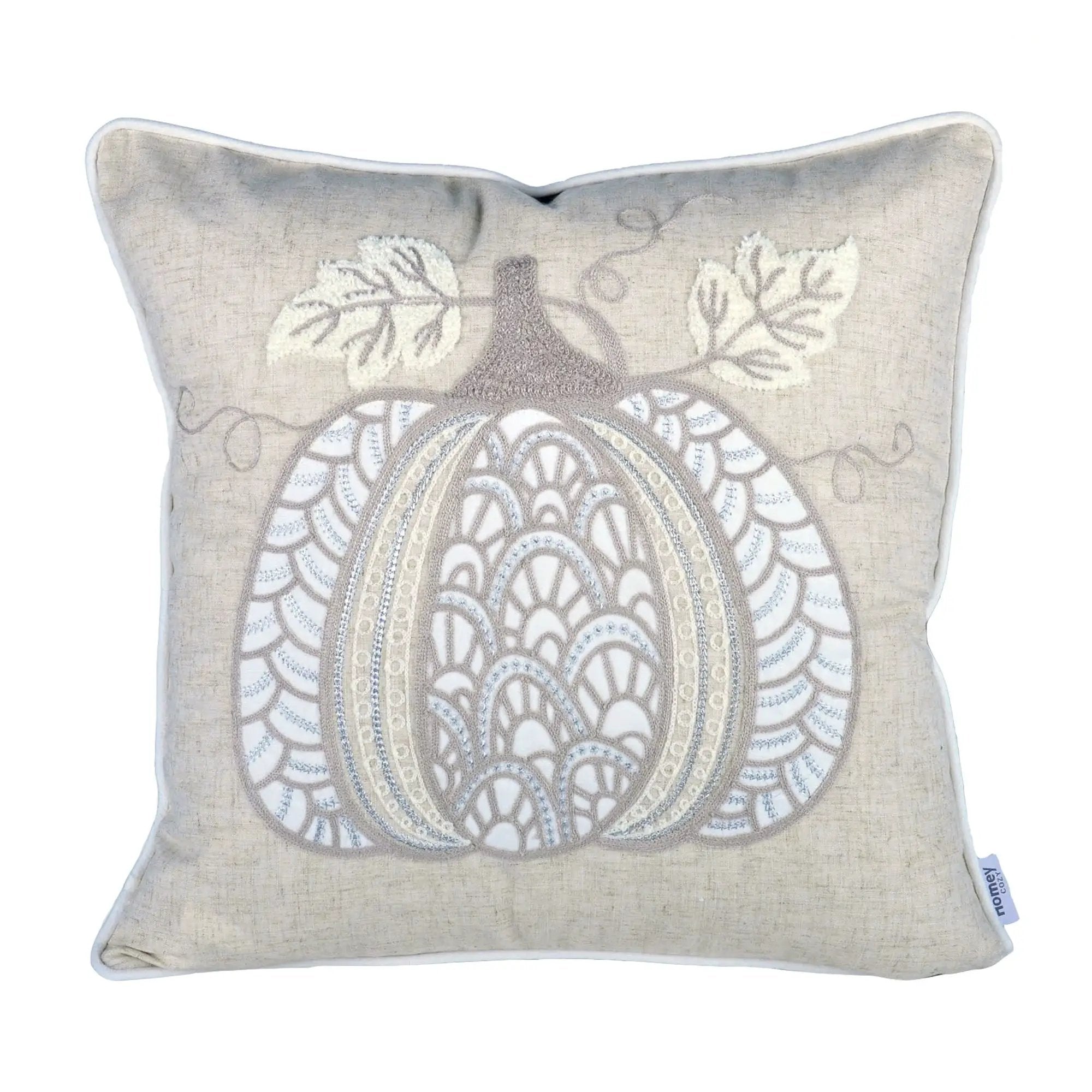 Lace Embroidered Pumpkin Throw Pillow - Natural by Unique Piece Furniture