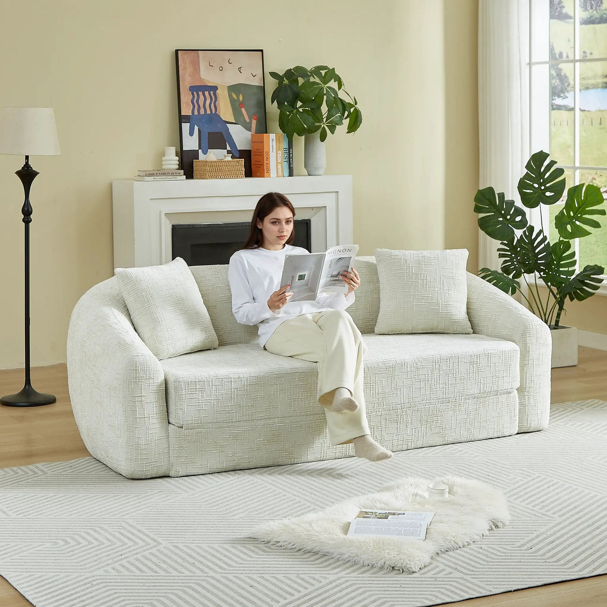 87-Inch Curved Convertible Sofa Recliner by HouseOfZazla