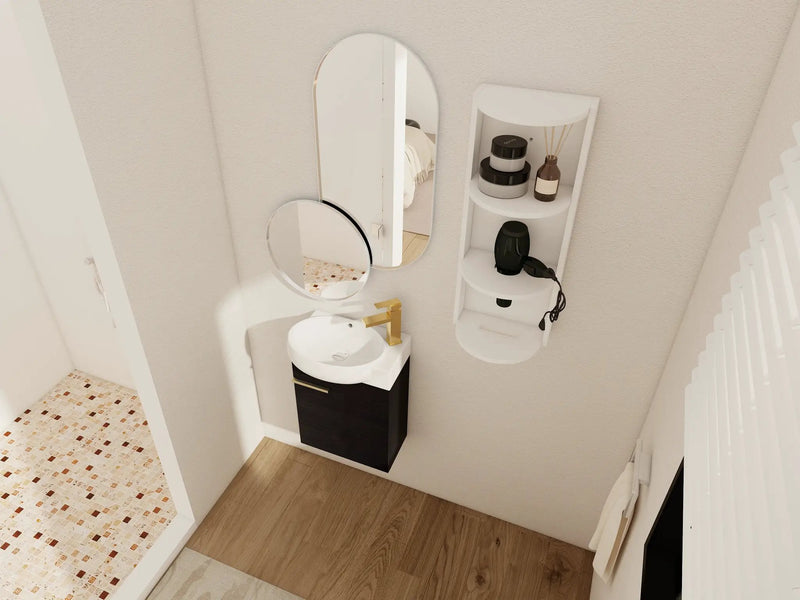 Soft Close Doors Bathroom Vanity With Sink and Storage Rack, 16 Inch by HouseOfZazla