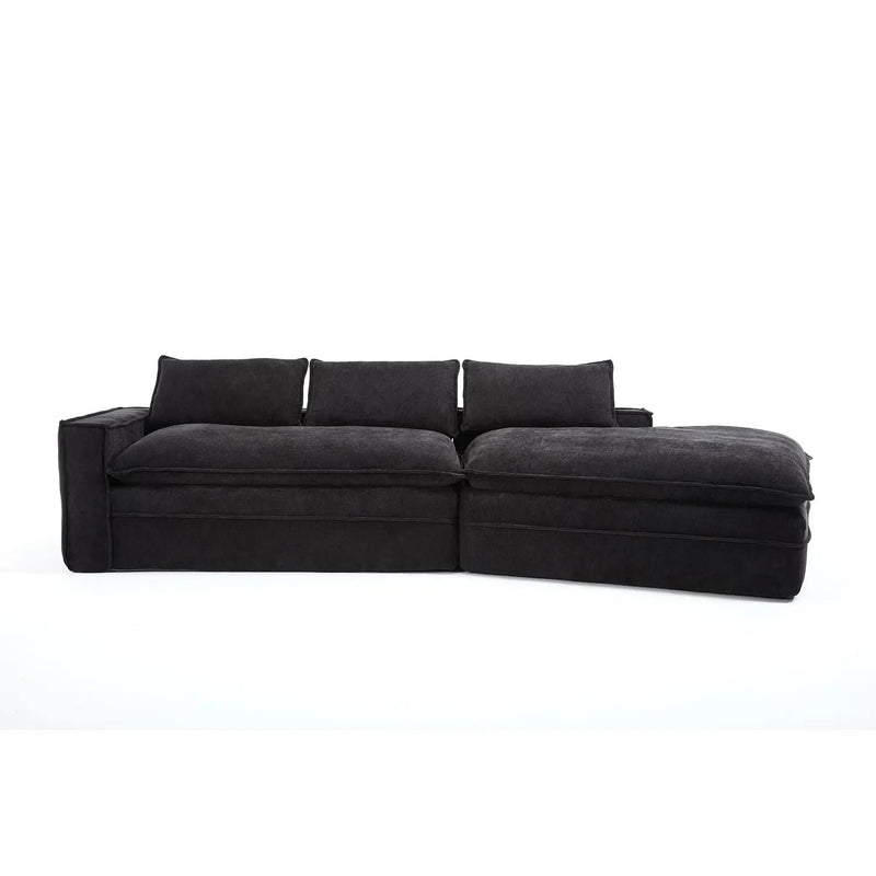 Modern Minimalist Modular Sectional Sofa With Deep Seats And Right Facing Chaise by HouseOfZazla
