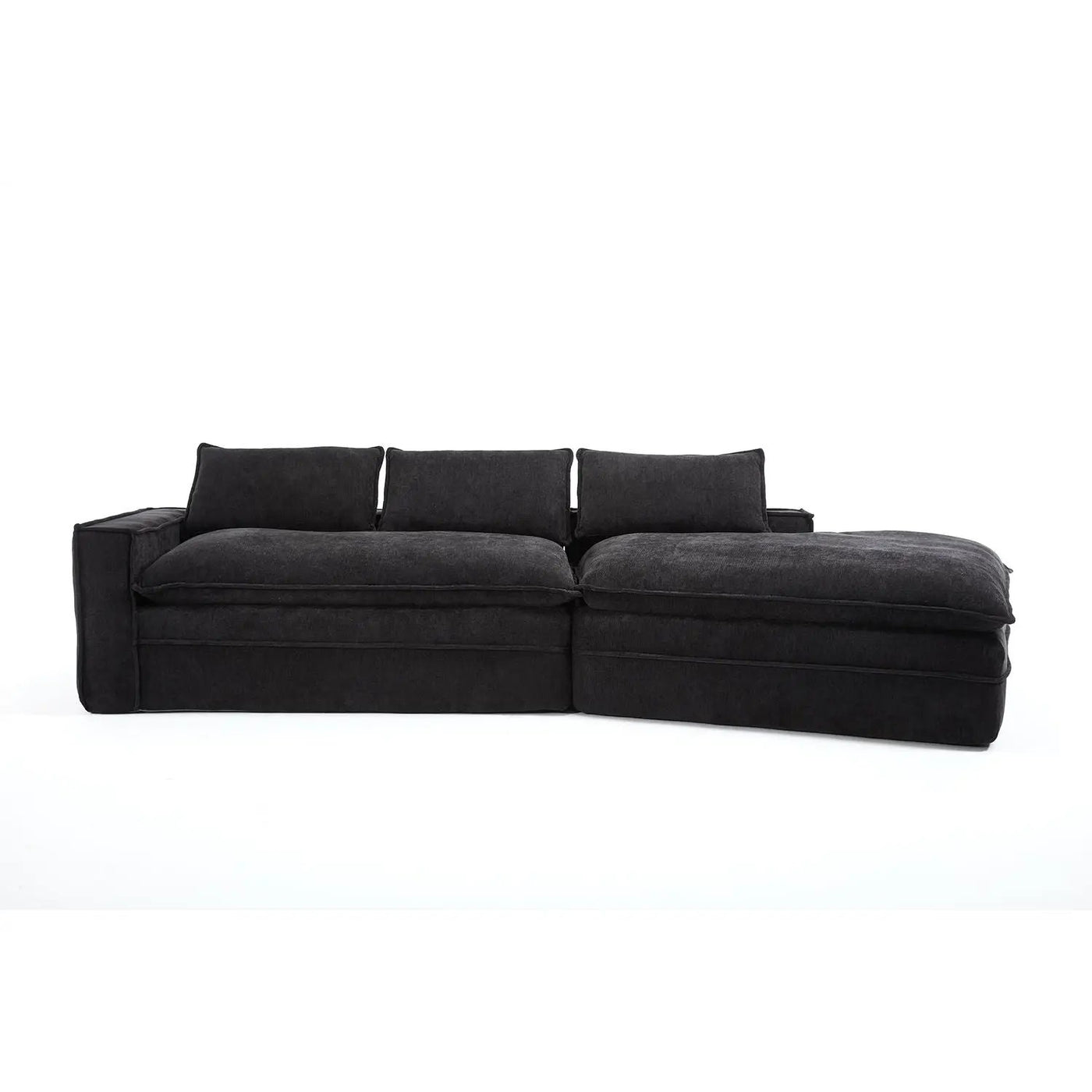 Modern Minimalist Modular Sectional Sofa With Deep Seats And Right Facing Chaise by HouseOfZazla