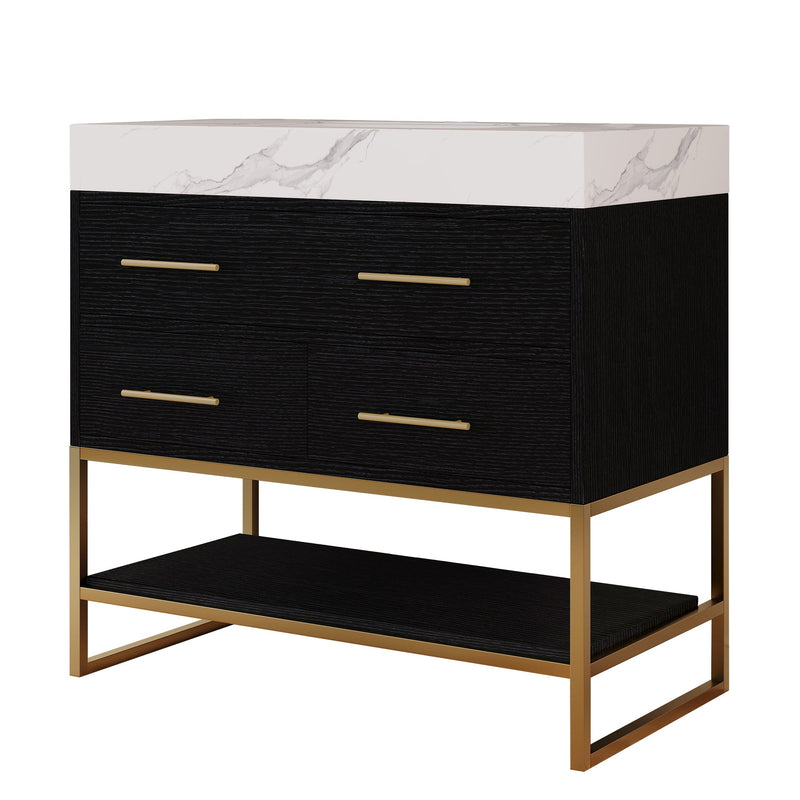 36" Artificial Stone Bathroom Vanity with Ceramic Sink by HouseOfZazla