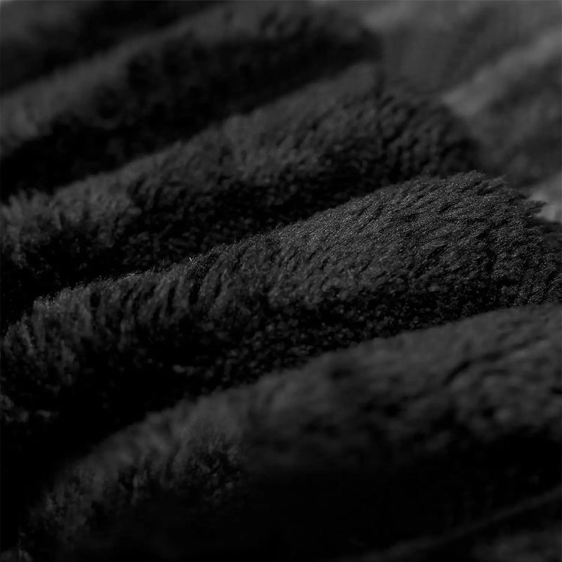 Black Plush Corduroy Sofa Ottoman - No Assembly Required by HouseOfZazla