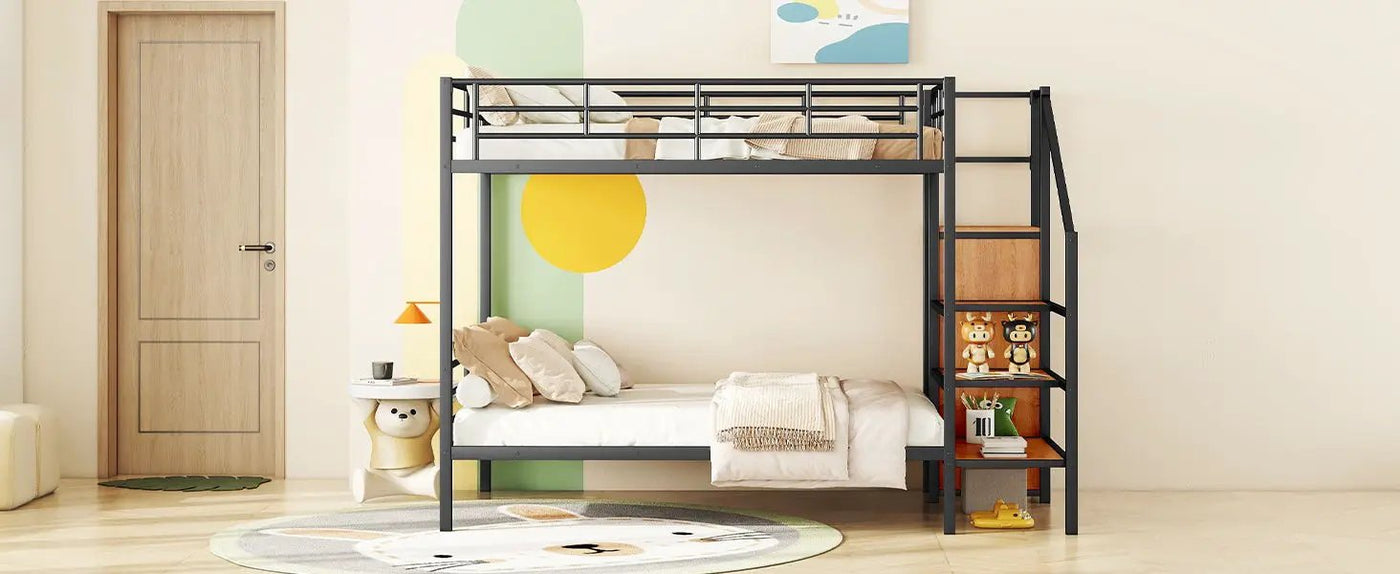 Bunk Bed With Lateral Storage Ladder And Wardrobe by HouseOfZazla