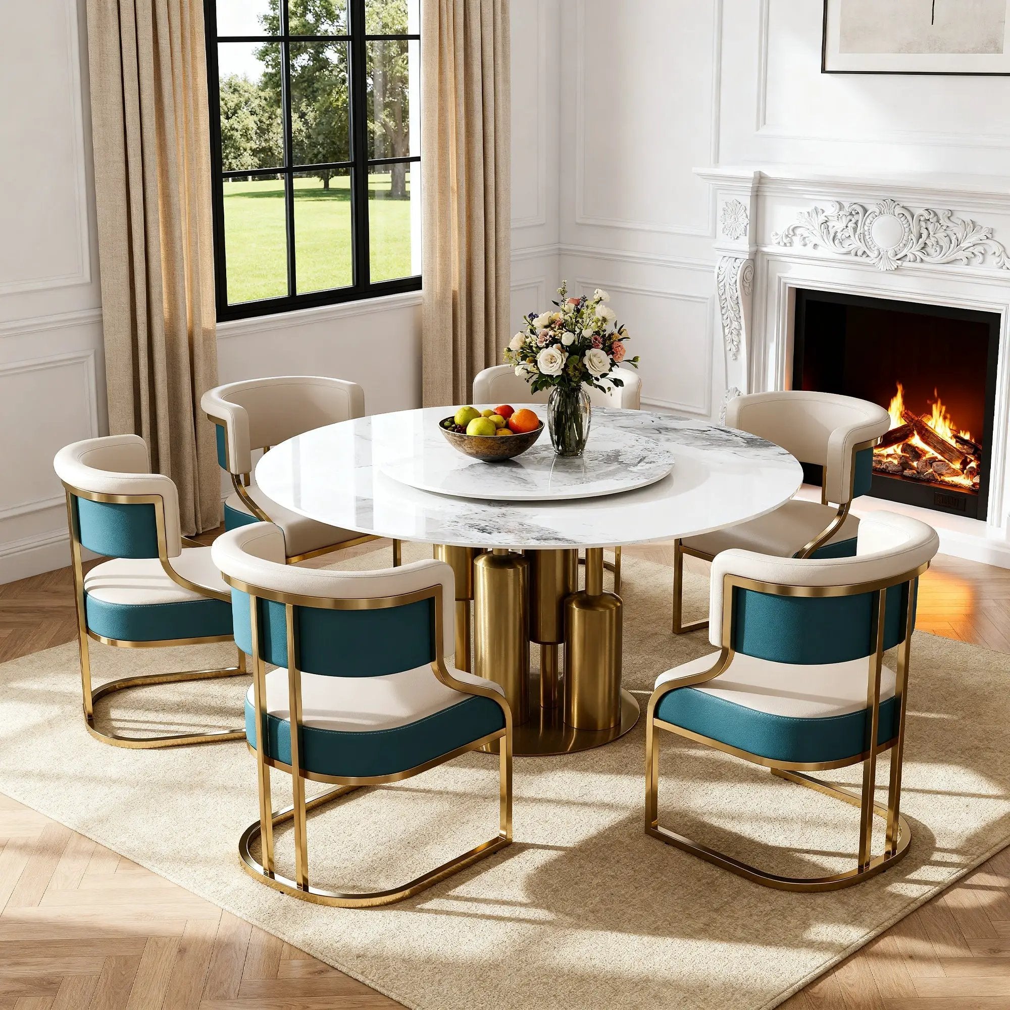 59" Round Sintered Stone Dining Table Set by HouseOfZazla