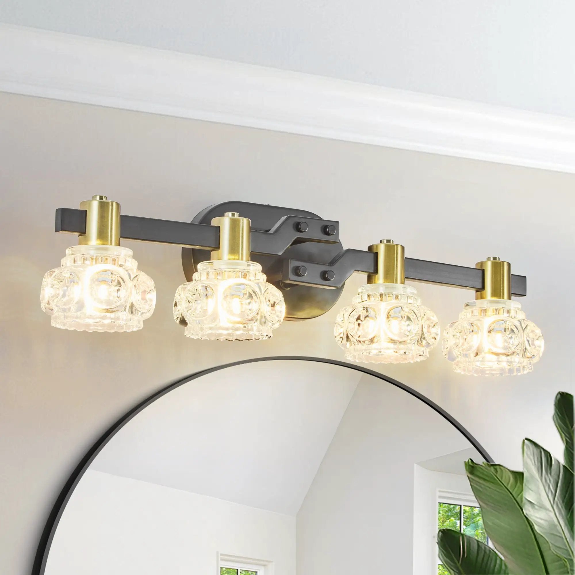 24" Vintage 4-Light Wall Sconce with Clear Crystal Shades by HouseOfZazla
