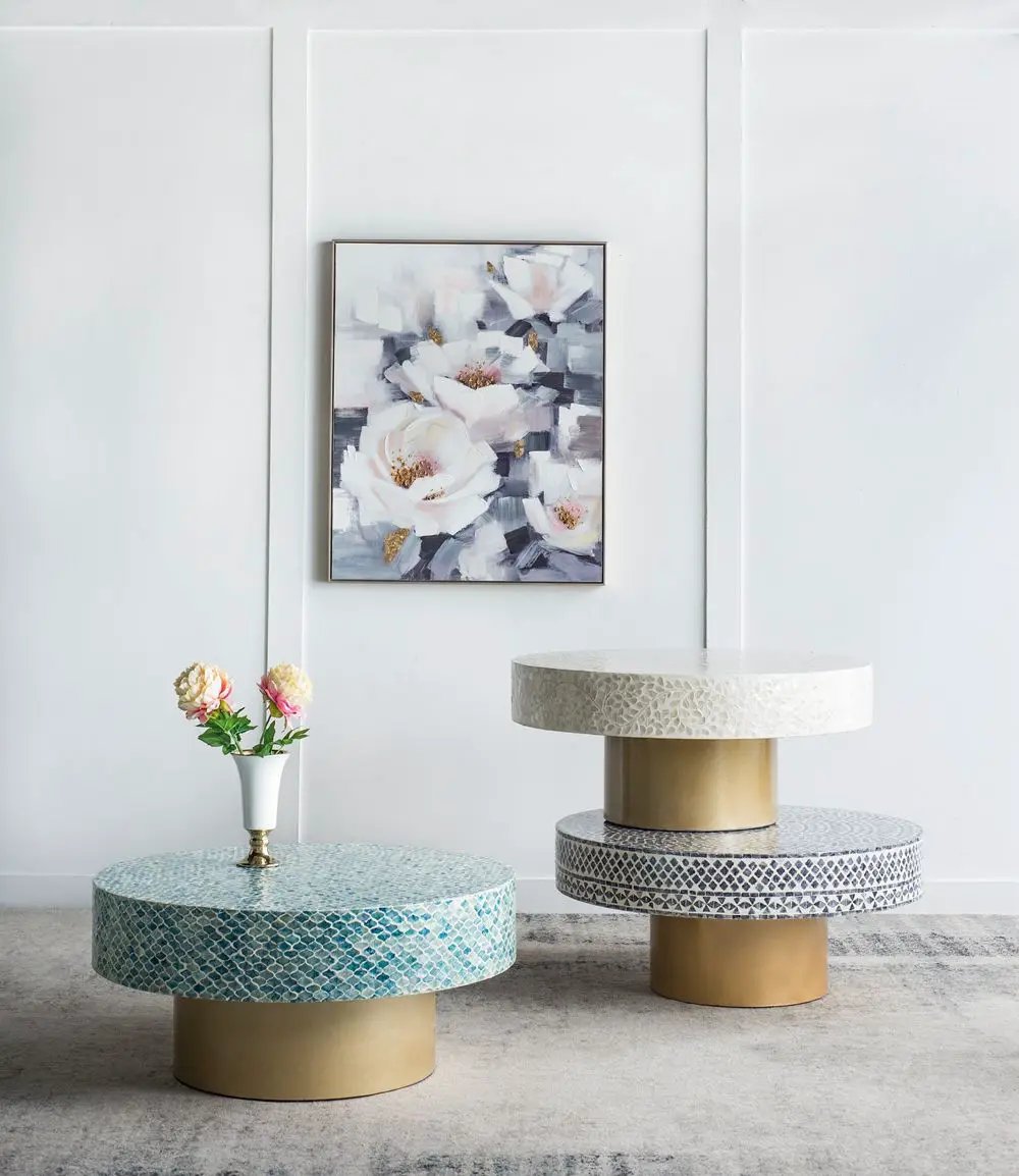 Unique Capiz Coffee Table & Pedestal Base by HouseOfZazla